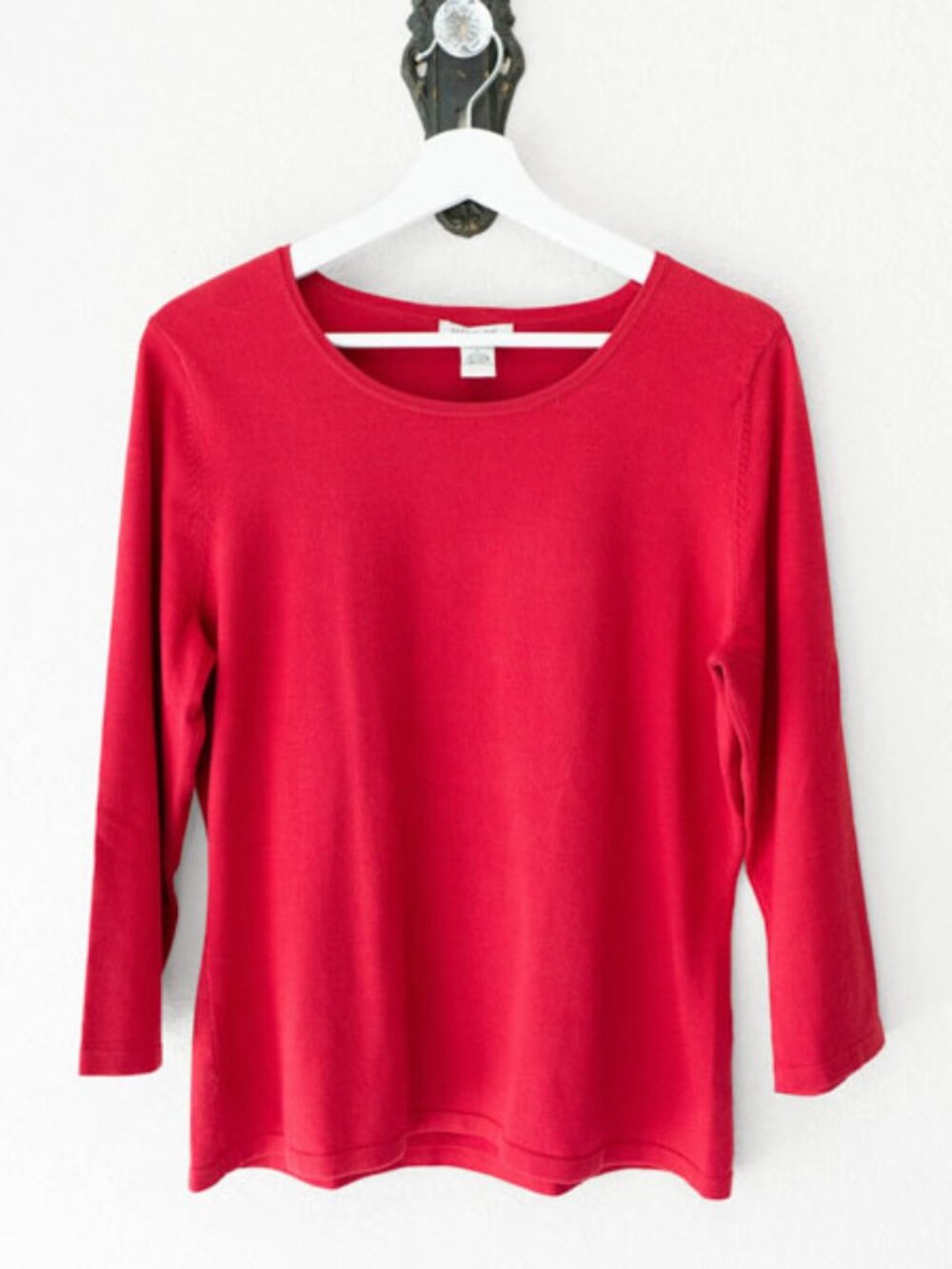 Vintage Harolds Red Silk Blend Top L Stretch Lycra Designer Minimal Chic
